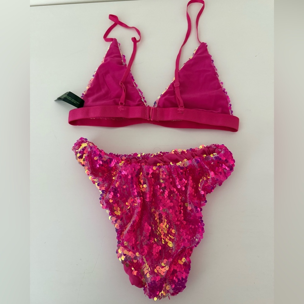 Dolls Kill Pixie Playroom Pink Iridescent Sequin … - image 2